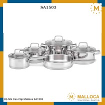 Bộ Nồi Inox 304 Malloca SA1503, Hãng MALLOCA, Sang Trọng, An Toàn